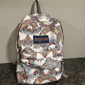 Jansport Superbreak White Boho Paisley Print Classic Single Compartment Backpack